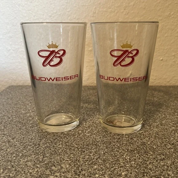 Set of 2 Budweiser Pint Glasses New Logo King Of Beers