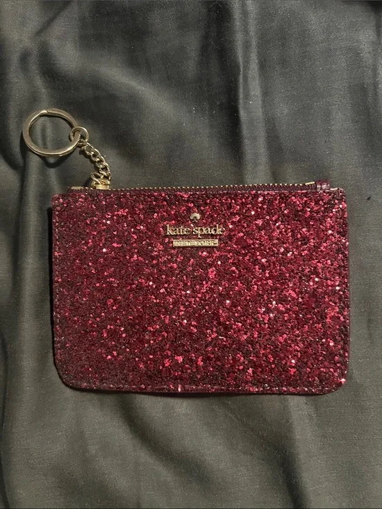 kate spade glitter wristlet pouch - burgundy