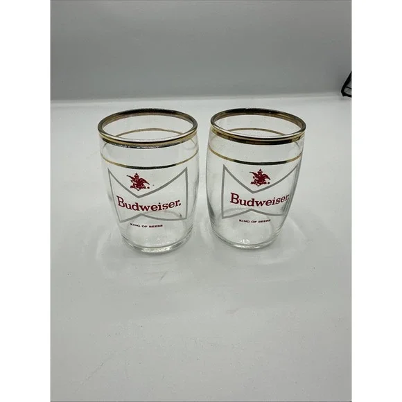 Budweiser Anheuser-Busch Gold Trim Glasses – 3
