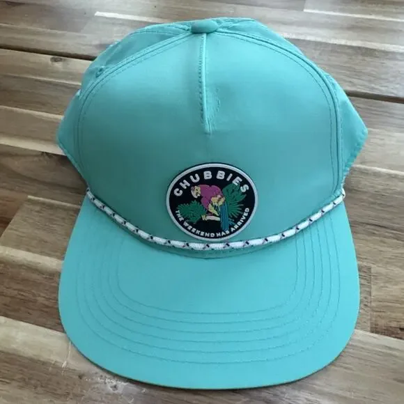Chubbies The Weekend Has Arrived Rope Green Patch Snapback Nylon Hat Cap Parrot‎