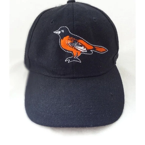 Baltimore Orioles Baseball Cap Hat Black Orange Embroidered Script Logo‎