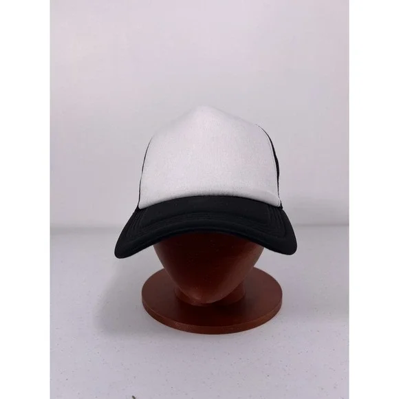 Custom Made Trucker Hat with your logo Mesh Snap back caps NEW  White and‎ Black