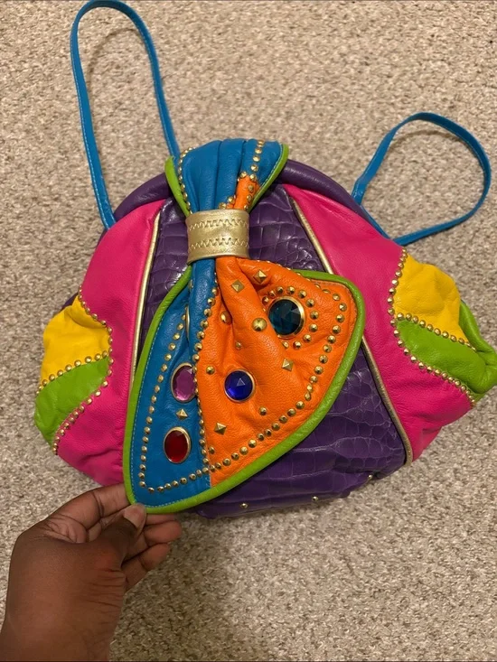 Vintage Colorful Gem-Embellished Multicolor Women's Bag