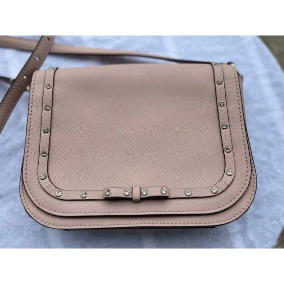 Kate Spade Pink Blush Bag  Laurel Way Jeweled Carsen  Saffiano Leather Crossbody