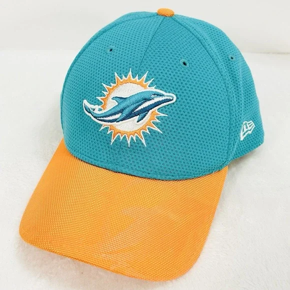 New Era Miami Dolphins 2-Tone 39THIRTY‎ Stretch Flex Hat Cap S/M Turquoise NFL