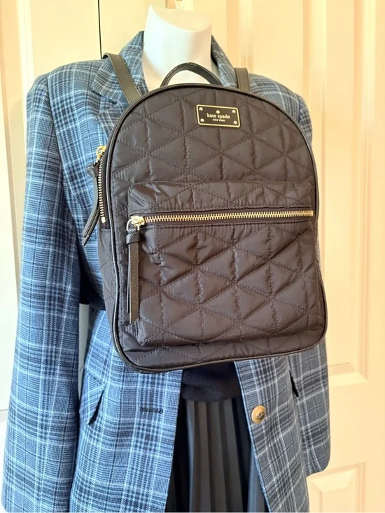 kate spade Black Quilted Med. Backpack, great condition