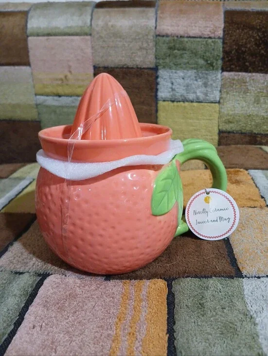 Orange-Shaped Ceramic Citrus Juicer Mug