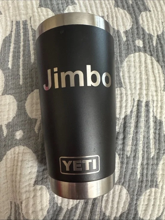 Excellent Used condition!! Engraved 20 oz Yeti tumbler in Black