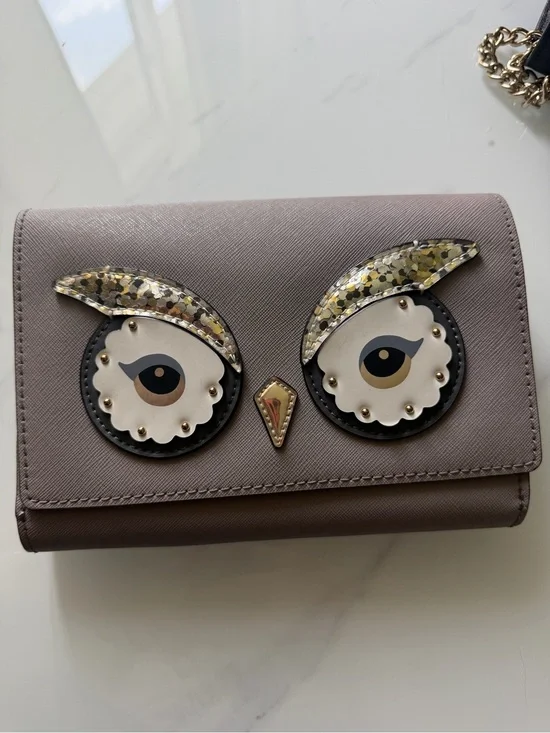 Kate Spade Taupe Owl-Applique Women's Wallet/crossbody