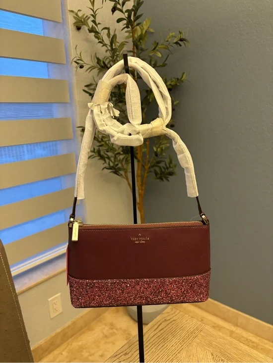 Kate Spade NWT Burgundy Glitter Shoulder Bag