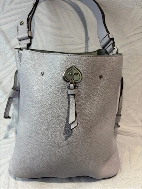 kate spade Pebbled Leather Bucket Shoulder Bag in Light Gray