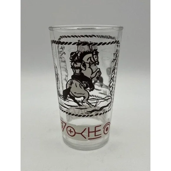 Anchor Hocking Vintage Cowboy Western Horse Glass Rodeo Ranch‎ Decor Tumbler