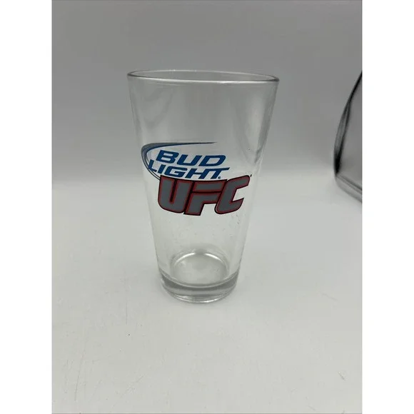 Bud Light Pint Glass Clear 16 oz UFC MMA Graphic Brew Logo