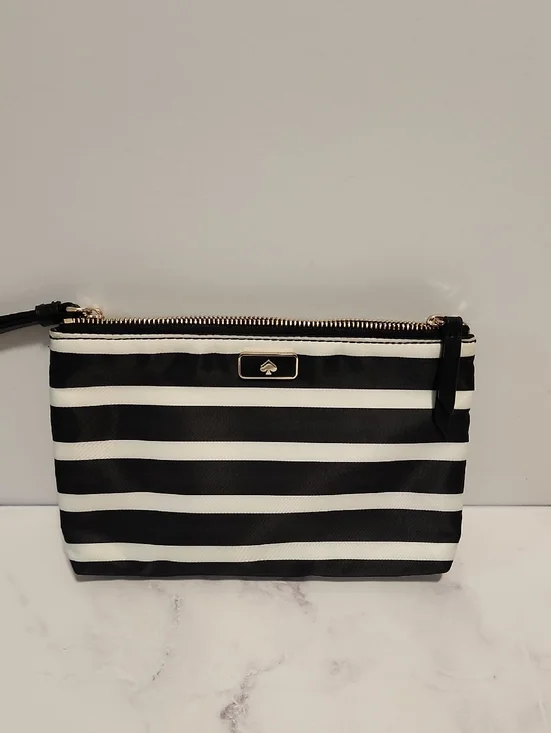 Kate Spade Black and White Striped Wristlet