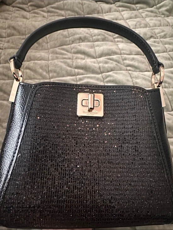 NEVER USED RARE kate spade Black Glitter Shoulder Bag with Gold Hardware