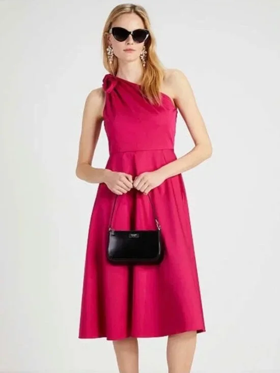 Kate Spade Pink One-Shoulder Tie-Detail Dress