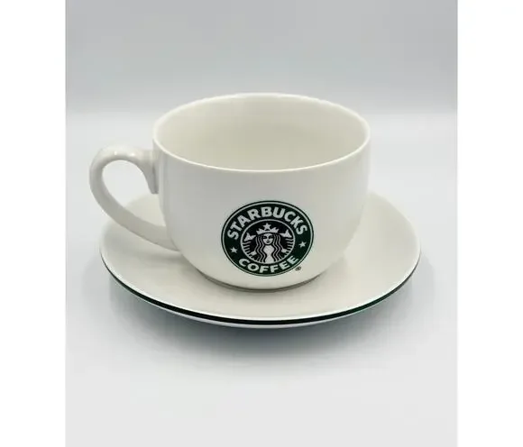 Starbucks Advertising JUMBO Cappuccino Coffee Soup Ceramic Cup and Saucer 2006