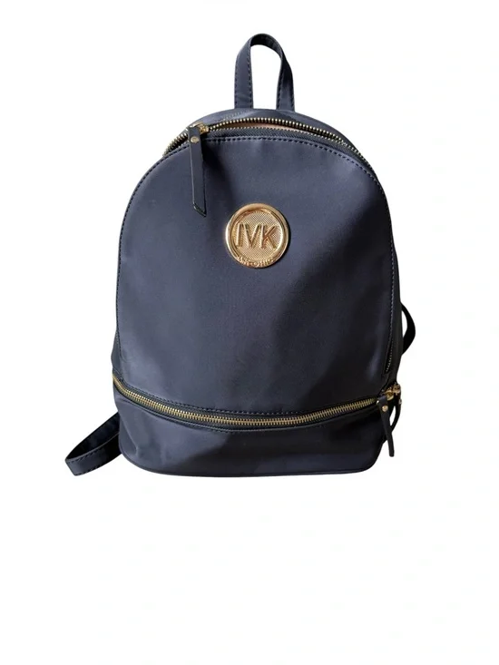 Unbranded Navy MK Logo Backpack with Gold-Tone Accents