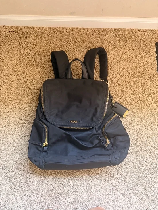 TUMI Black Nylon Backpack — Travel Daypack