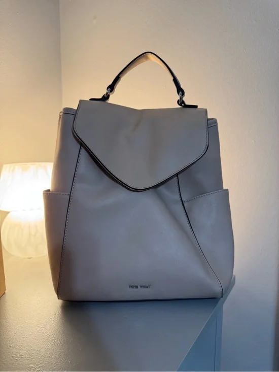 Nine West Taupe-Gray Convertible Top-Handle Backpack