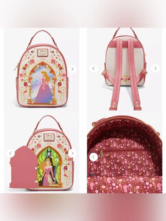 NWOT Loungefly Disney Sleeping Beauty Aurora Hinge Portrait Floral Backpack