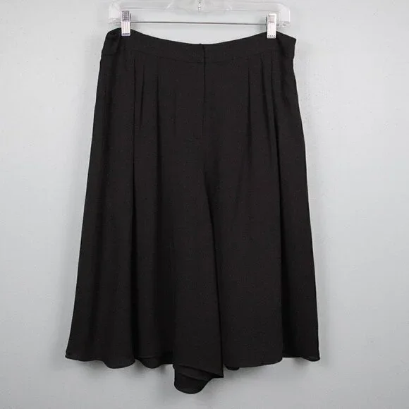 Kate Spade black 100% silk fluid culottes shorts-10