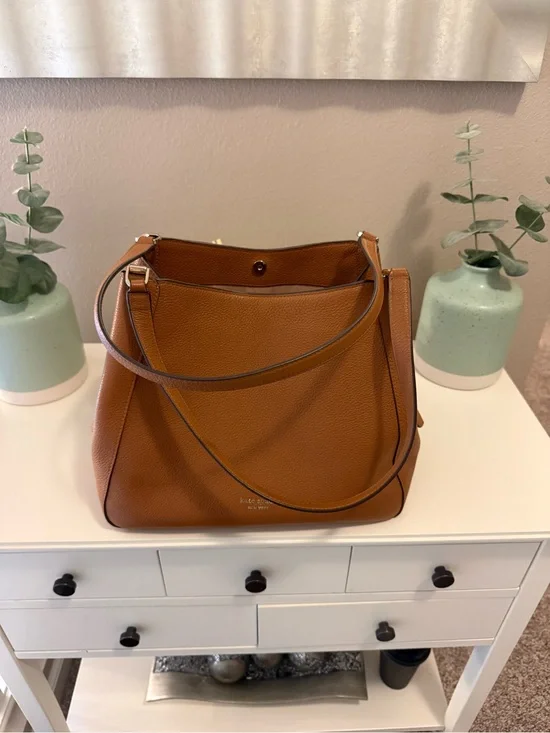kate spade Tan Pebbled Leather Shoulder Bag