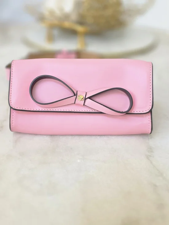 Kate Spade New York Pink Bow Belt Bag Adjustable Genuine Leather