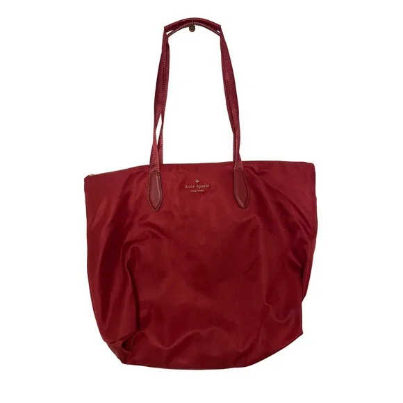 Kate Spade Chelsea Large Tote Bag Red Nylon Shoulder Bag with Pouch