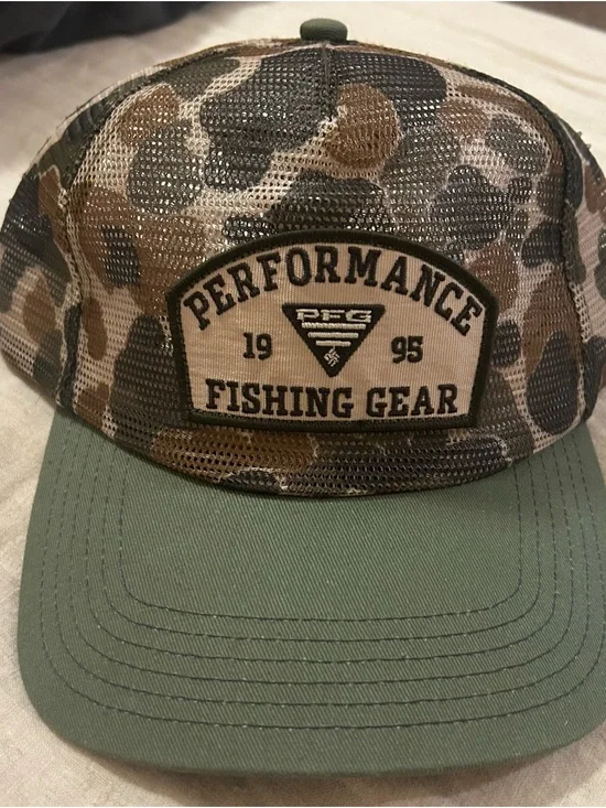 Columbia Camo Mesh Fishing Cap - Olive Green Bill