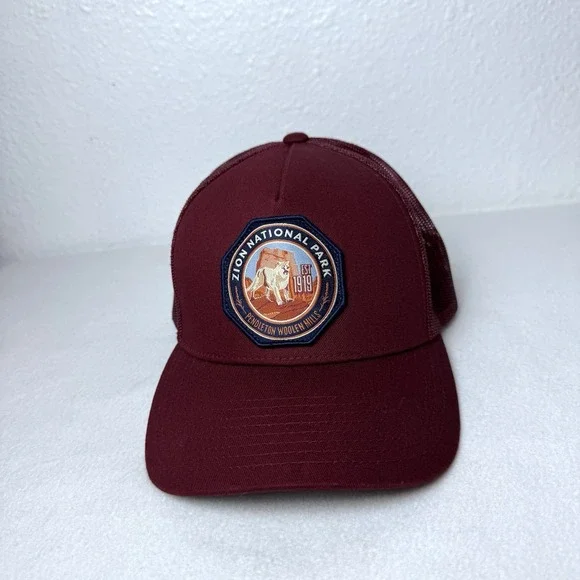 Pendleton Zion National Park Hat Burgundy Red Adjustable SnapBack Cap Yupoong