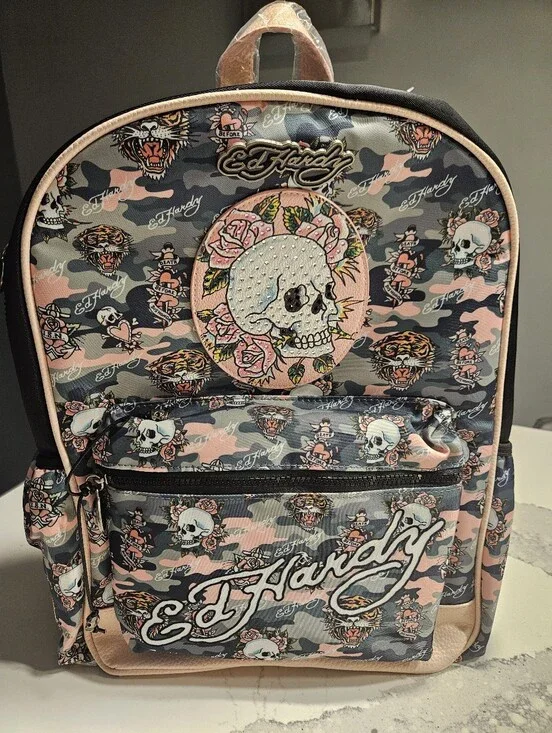 NEW Ed Hardy Pink Rhinestone Backpack
