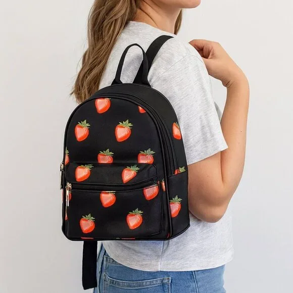 Like Dreams Strawberry Print Mini Backpack – Cute & Compact Statement Bag