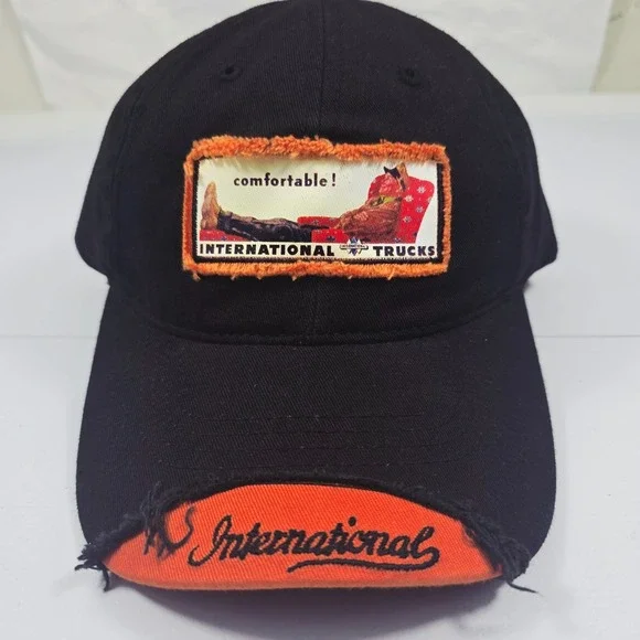 International Trucks Hat Mens Black Orange Logo Cap Snapback NWT‎