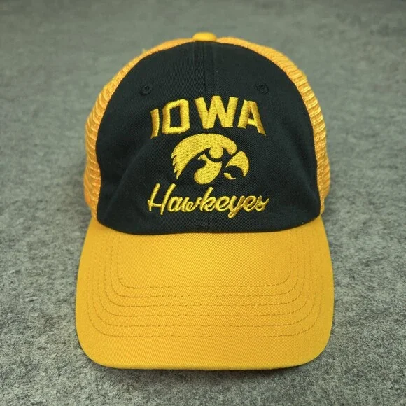 Iowa‎ Hawkeyes Hat Cap Snap Back Mens Black Yellow NCAA Football Trucker Mesh