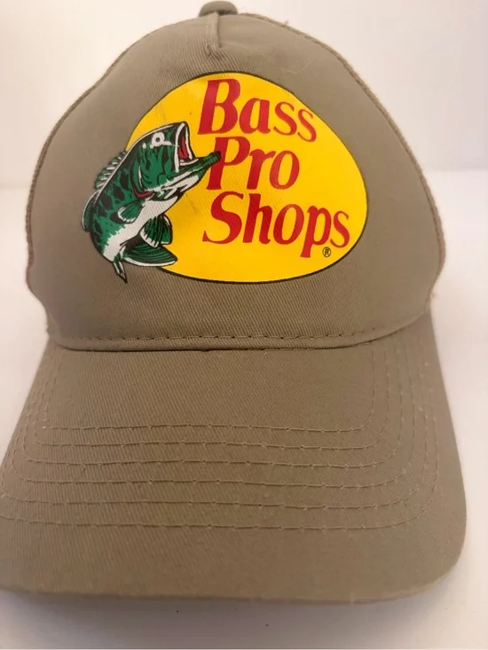 Bass Pro Shops Tan Cap with Yellow Patch and Red Logo