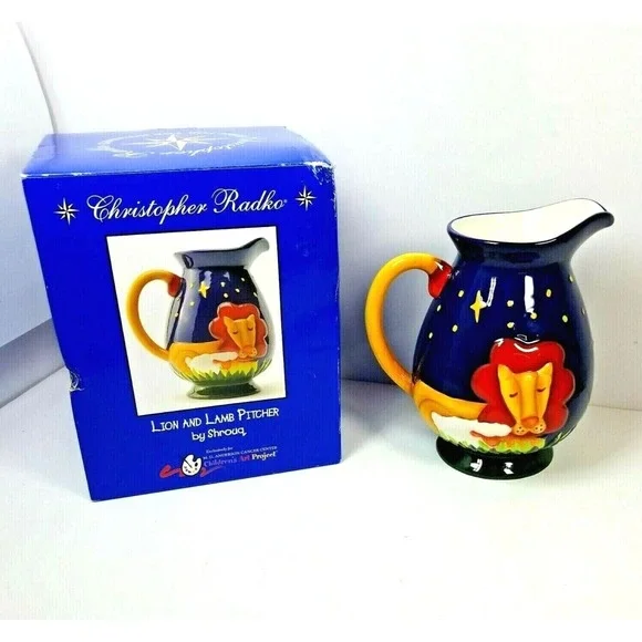 Lion and Lamb - Handcrafted Christmas Pitcher 