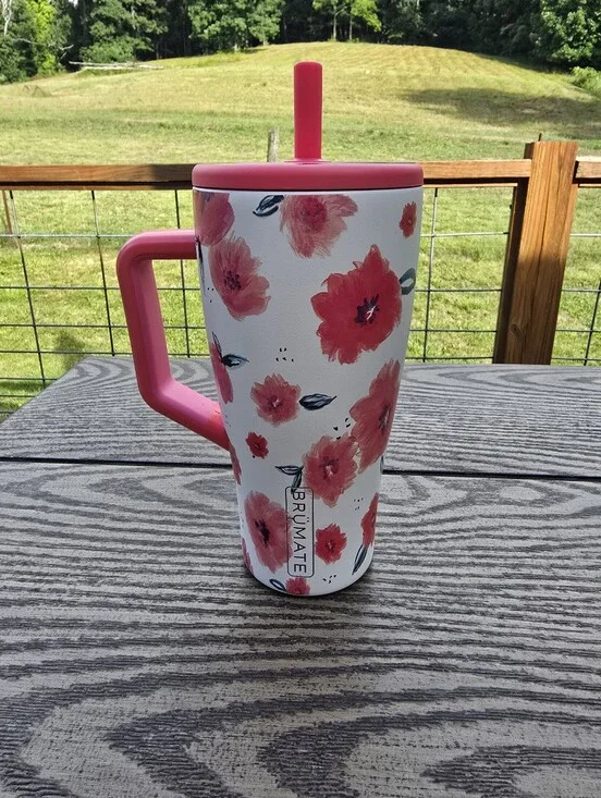 30oz Brumate Era Reverie Pink Floral Insulated Tumbler with Handle