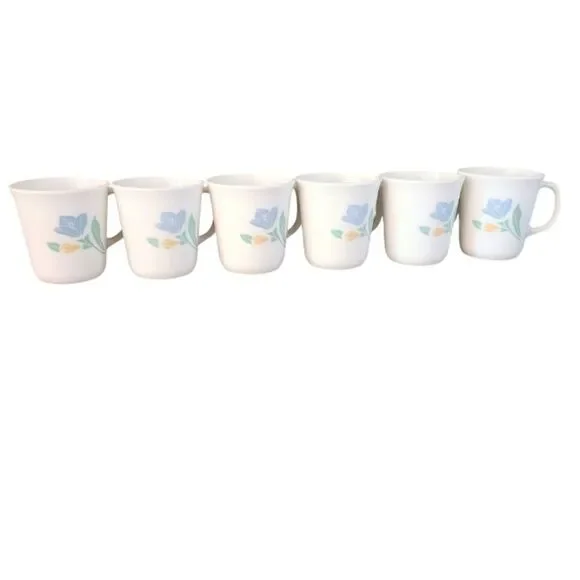 vintage 1980s corning USA friendship floral mugs corelle set of 6 corningware