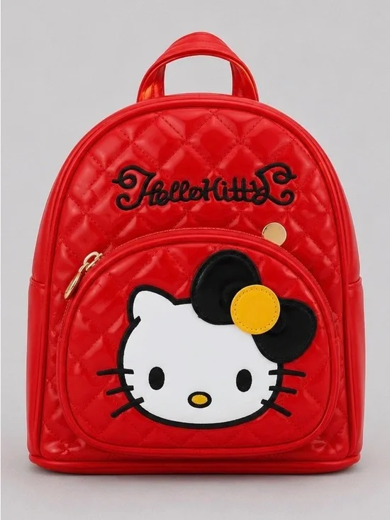 Hello Kitty Red Quilted Mini Backpack with White Face and Black Bow
