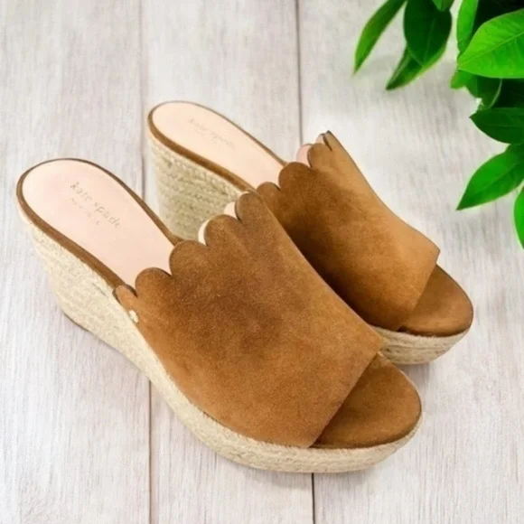 Kate Spade New York Brown Leather Tabby Sandal Espadrille women's size 10