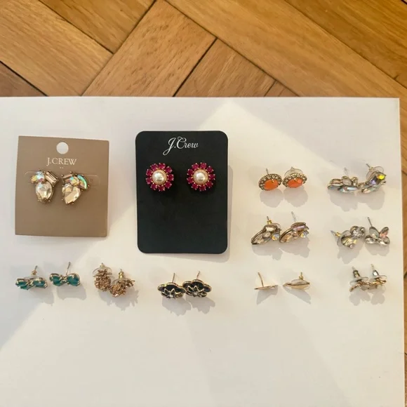 Kate Spade and J. Crew Women's Multi-Color Earring Set- Lot of 11 Pairs