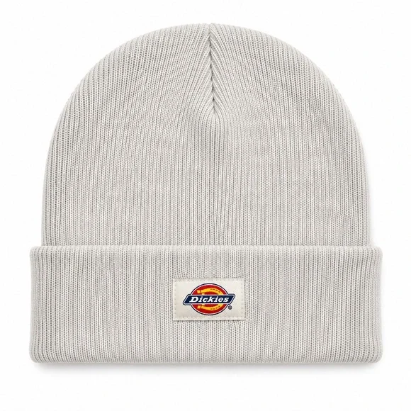 Dickies‎ Beige Knit Beanie Hat Logo Cuffed One Size NWT