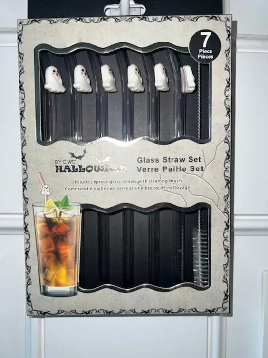 GLASS GHOST STRAW SET