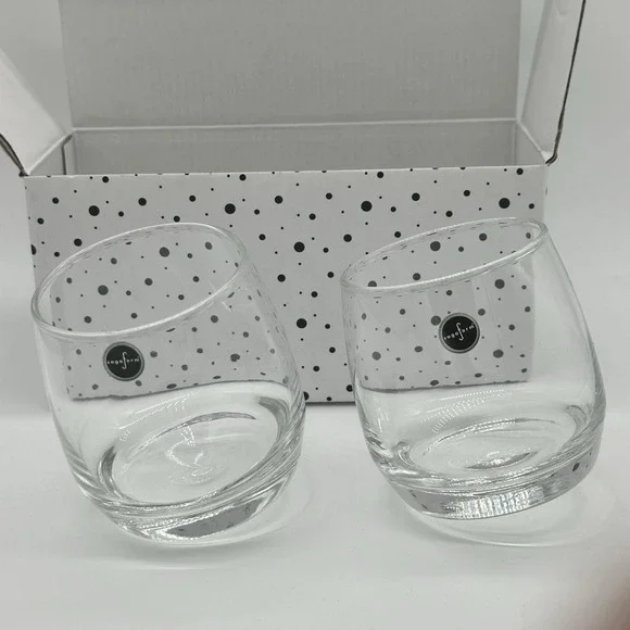 New PAIR Sagaform Rolling Whiskey Glasses S/2 Low Ball Cocktail 3.5