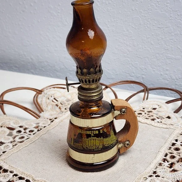 Vintage‎ Siesta Ware Washington DC Cup w/Hurricane, Amber Glass & Hurricane Top