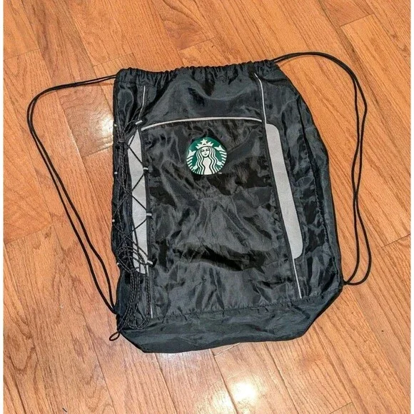 Starbucks Black Coffee Bag Cinch‎ Bag Drawstring Bag Latte Espresso Side Cord