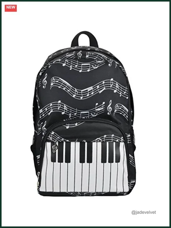 Music Note Waterproof Oxford Cloth Backpack for Travel Hiking