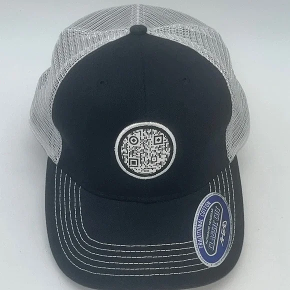 Mens Ahead Headgear Flowcode QR Code‎ Trucker Hat Black SnapBack