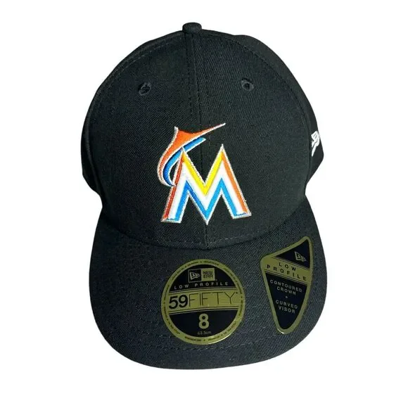 New Era Miami Marlins 59Fifty On-Field Fitted Hat Size 8 - Made in‎ USA